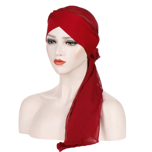 Turban Hat Hijab Cap Cancer Muslim Women Head-Scarf Wrap Beanie Bandana Flower Print