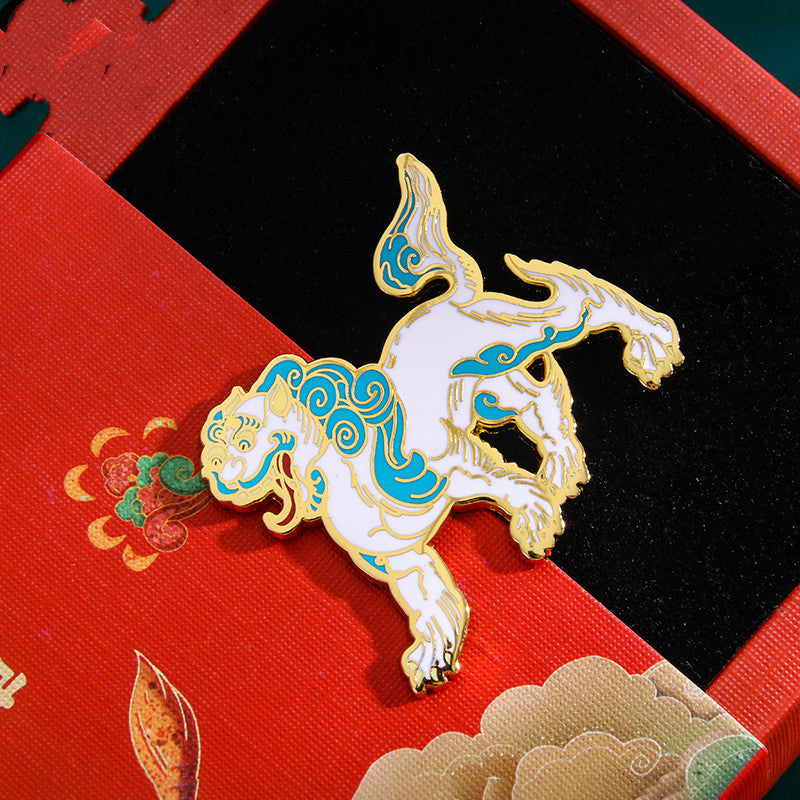 Dunhuang Academy Lions Come To Run Metal Brooches