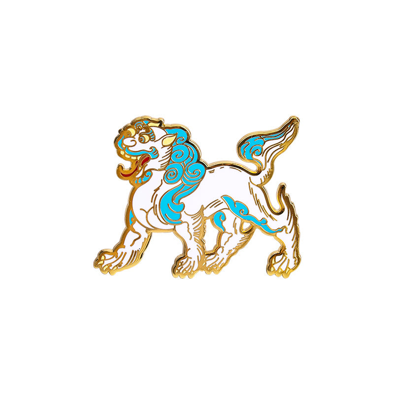 Dunhuang Academy Lions Come To Run Metal Brooches