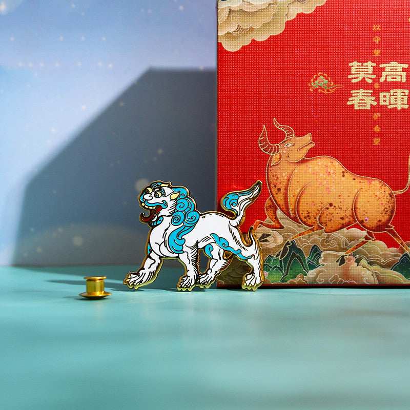 Dunhuang Academy Lions Come To Run Metal Brooches