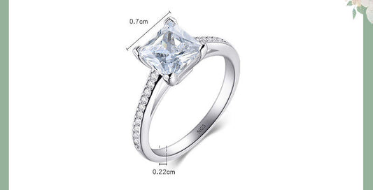 Classic Luxury Silver Plated Platinum Ring With Diamond Ring