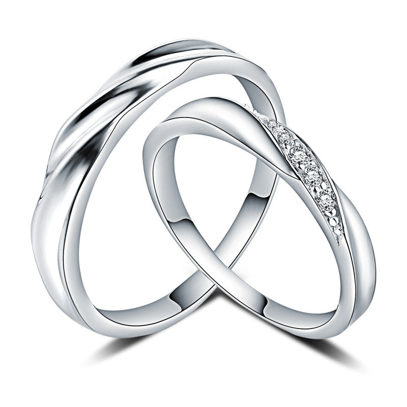 Personalized Zircon Inlaid Sterling Silver Ring