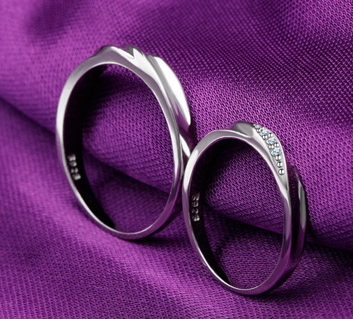 Personalized Zircon Inlaid Sterling Silver Ring