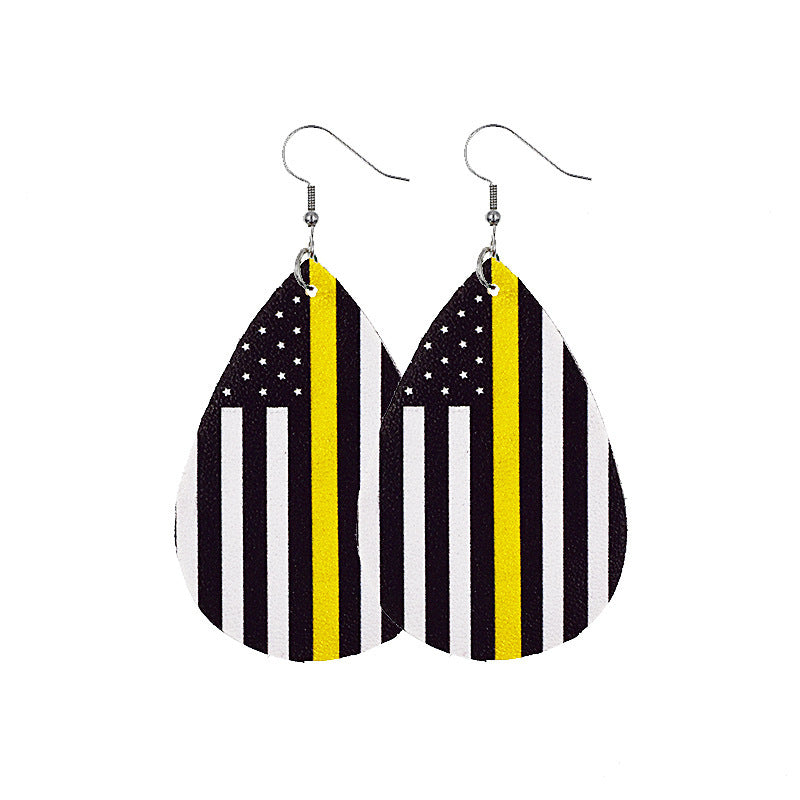 Independence Day Leather Earrings  AliExpress Hot Flag Leather Earrings Factory Direct Sales