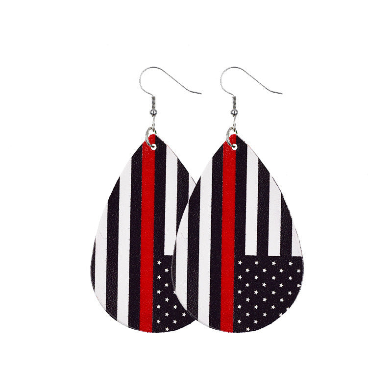 Independence Day Leather Earrings  AliExpress Hot Flag Leather Earrings Factory Direct Sales