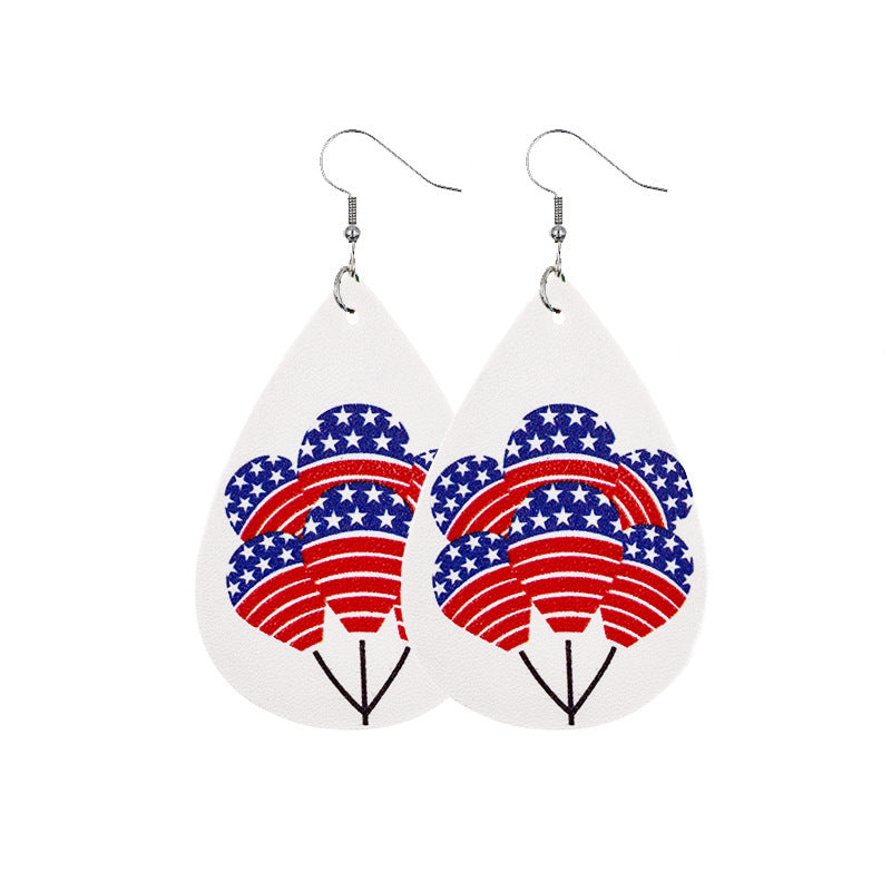 Independence Day Leather Earrings  AliExpress Hot Flag Leather Earrings Factory Direct Sales