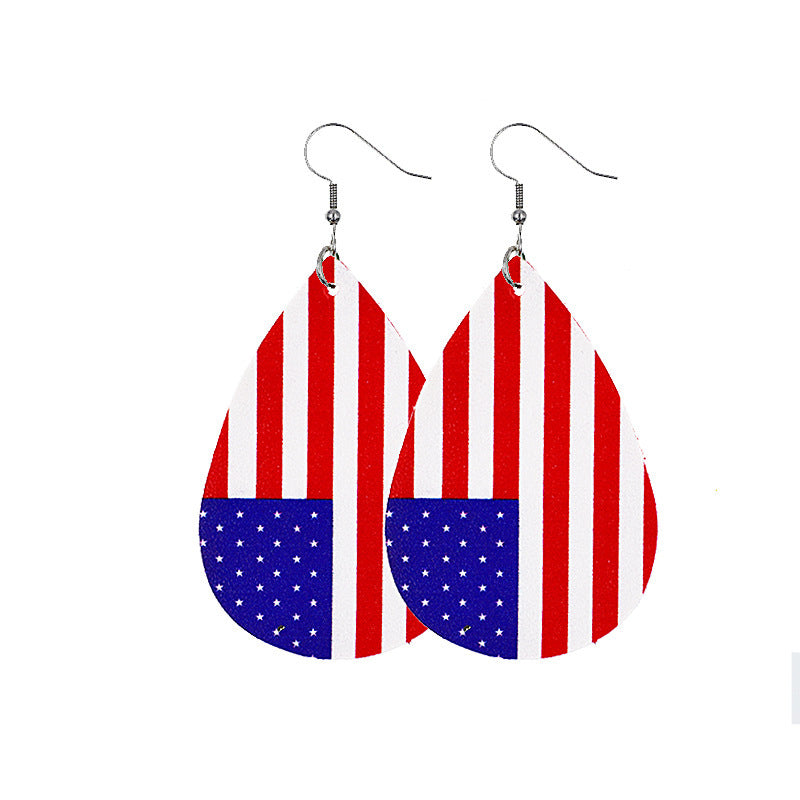 Independence Day Leather Earrings  AliExpress Hot Flag Leather Earrings Factory Direct Sales