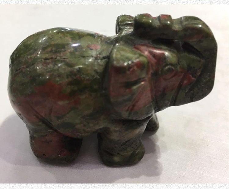 Natural Crystal Crafts Elephant Ornaments Crystal Stone Rough Souvenirs Creative Semi-Precious Stones Jade Craft Ornaments