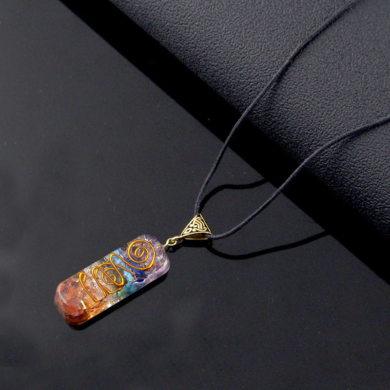 Natural Crystal Orgone Energy Orgone Seven Chakra Rough Stone Pendant Irregular Healing Energy Necklace