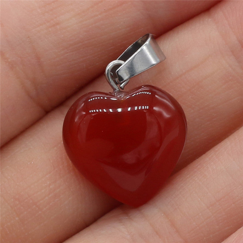 Exquisite Natural Stone Heart-shaped Semi-precious Stone Pendant