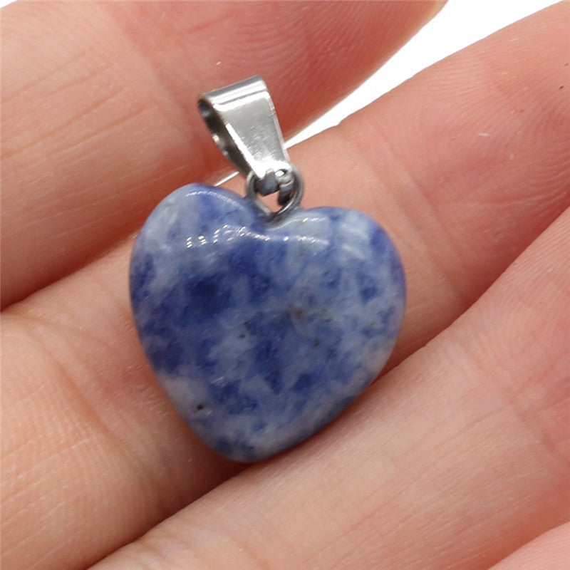 Exquisite Natural Stone Heart-shaped Semi-precious Stone Pendant