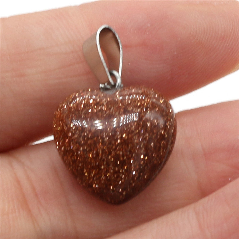 Exquisite Natural Stone Heart-shaped Semi-precious Stone Pendant