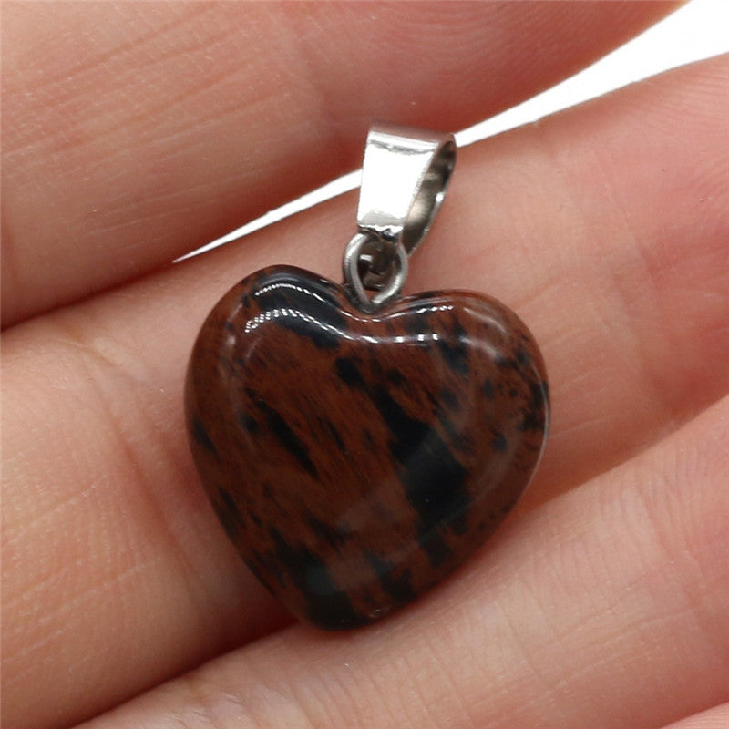 Exquisite Natural Stone Heart-shaped Semi-precious Stone Pendant