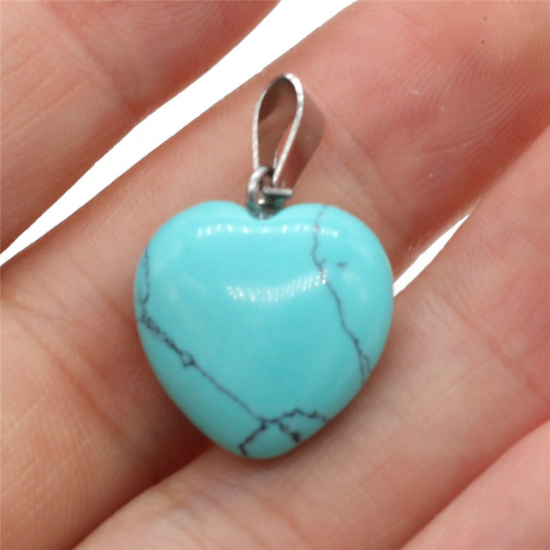 Exquisite Natural Stone Heart-shaped Semi-precious Stone Pendant