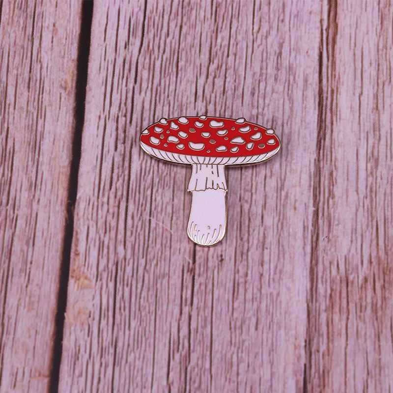 Red Mushroom Brooch Woodland Forest Nature Badge