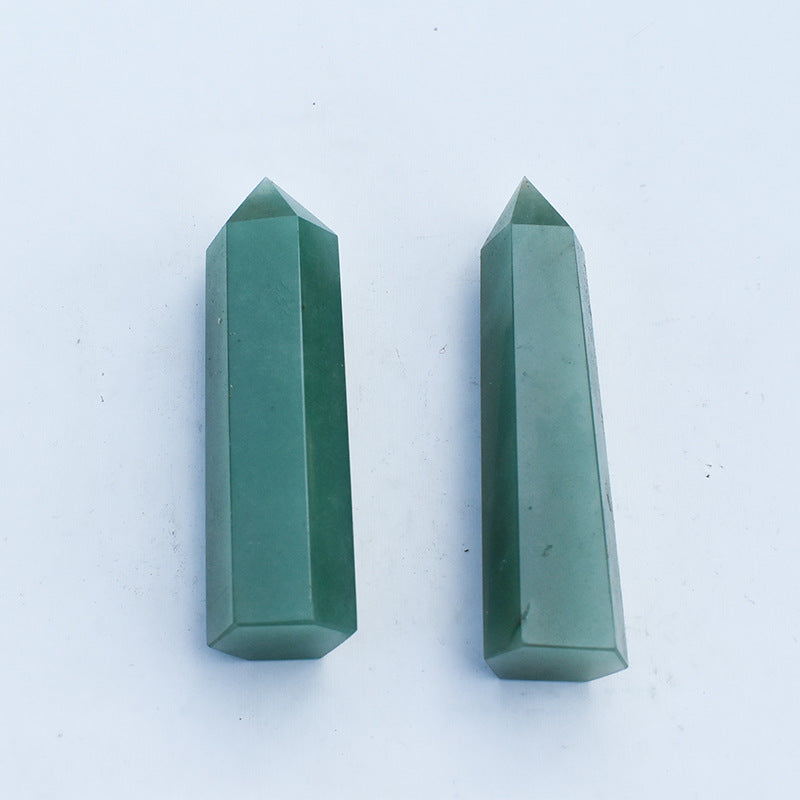 Natural Aventurine Jade Crystal Rough Polished Crystal Column