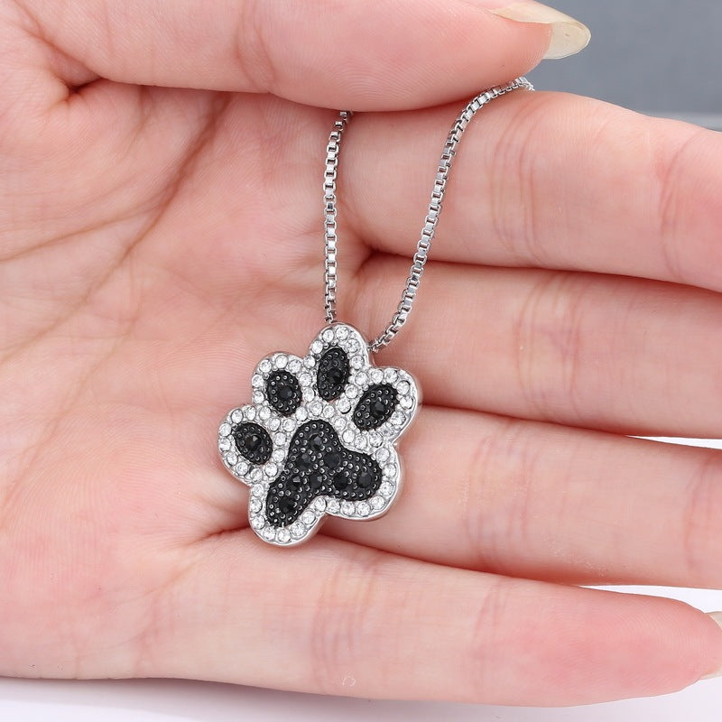 Pendant Necklaces Jewelry Dog Footprint Rinhoo Woman Fashion Crystal Animal for Bijoux