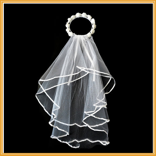 Bridal Wreath Veil White And White Rose Wreath Veil Bachelor Party