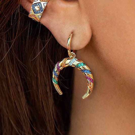 Golden Color Crescent Earrings