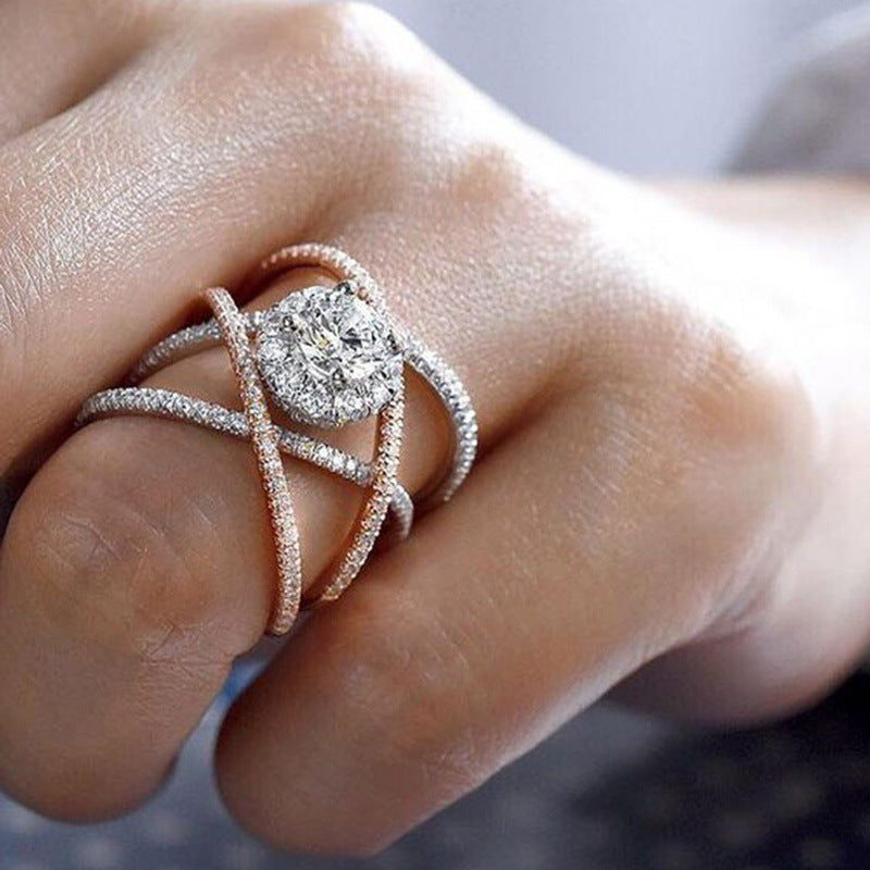 Trendy Rose Gold Plated Dichroic Wave Ring