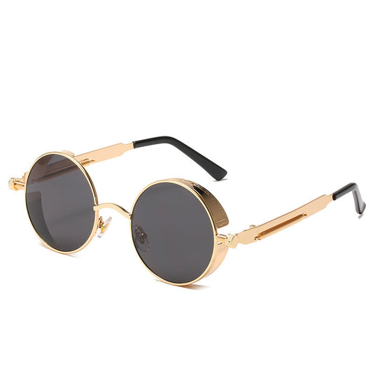 Round Frame Retro Frame Punk Sunglasses Trendy Sunglasses Color Lens HD Sunglasses