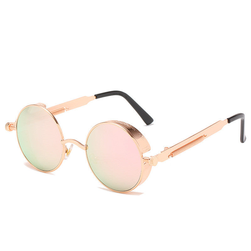 Round Frame Retro Frame Punk Sunglasses Trendy Sunglasses Color Lens HD Sunglasses