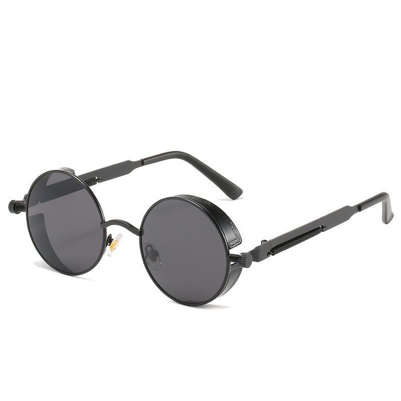 Round Frame Retro Frame Punk Sunglasses Trendy Sunglasses Color Lens HD Sunglasses