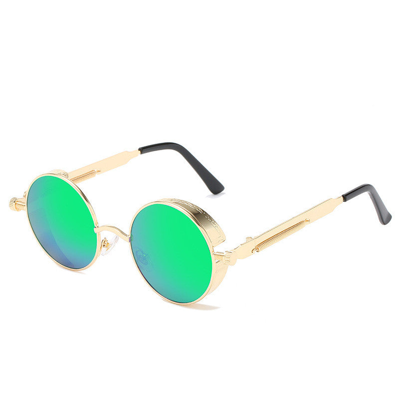 Round Frame Retro Frame Punk Sunglasses Trendy Sunglasses Color Lens HD Sunglasses