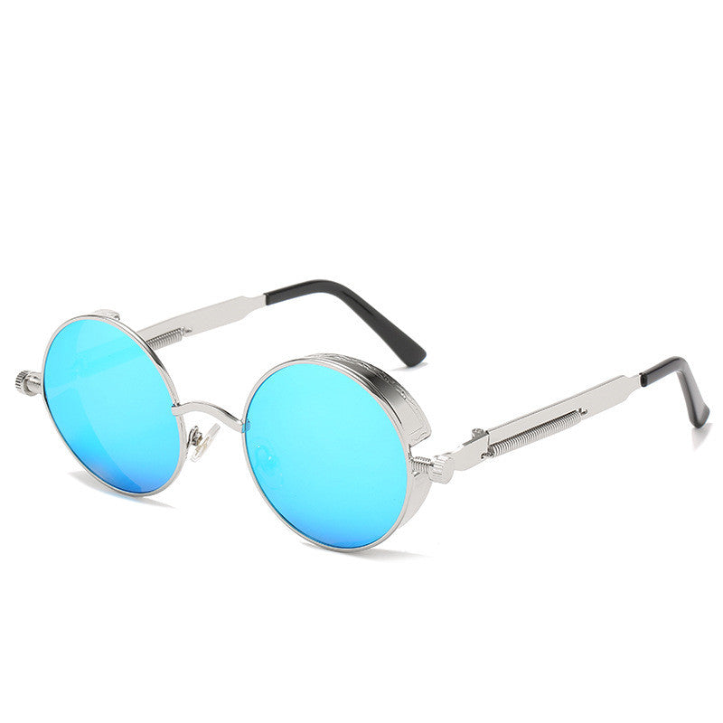 Round Frame Retro Frame Punk Sunglasses Trendy Sunglasses Color Lens HD Sunglasses