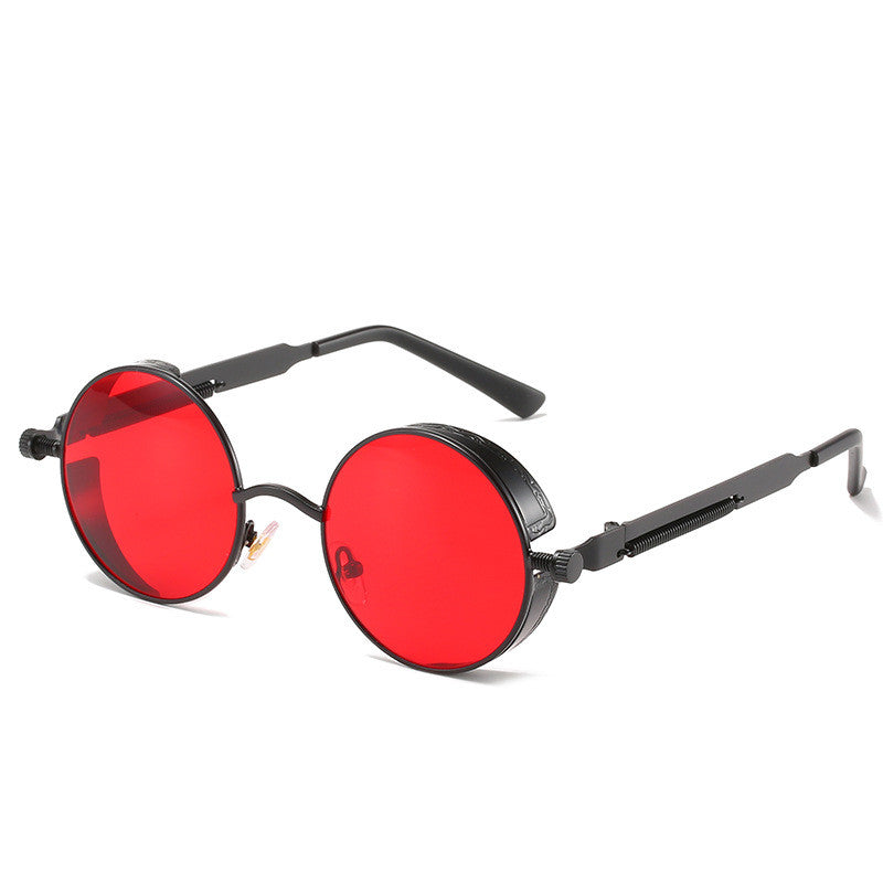 Round Frame Retro Frame Punk Sunglasses Trendy Sunglasses Color Lens HD Sunglasses