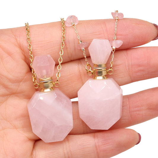 Natural Stone Necklace  Crystal Perfume Bottle Pendant Diy Jewelry Fashion Exquisite Small Bottle Wholesale Production