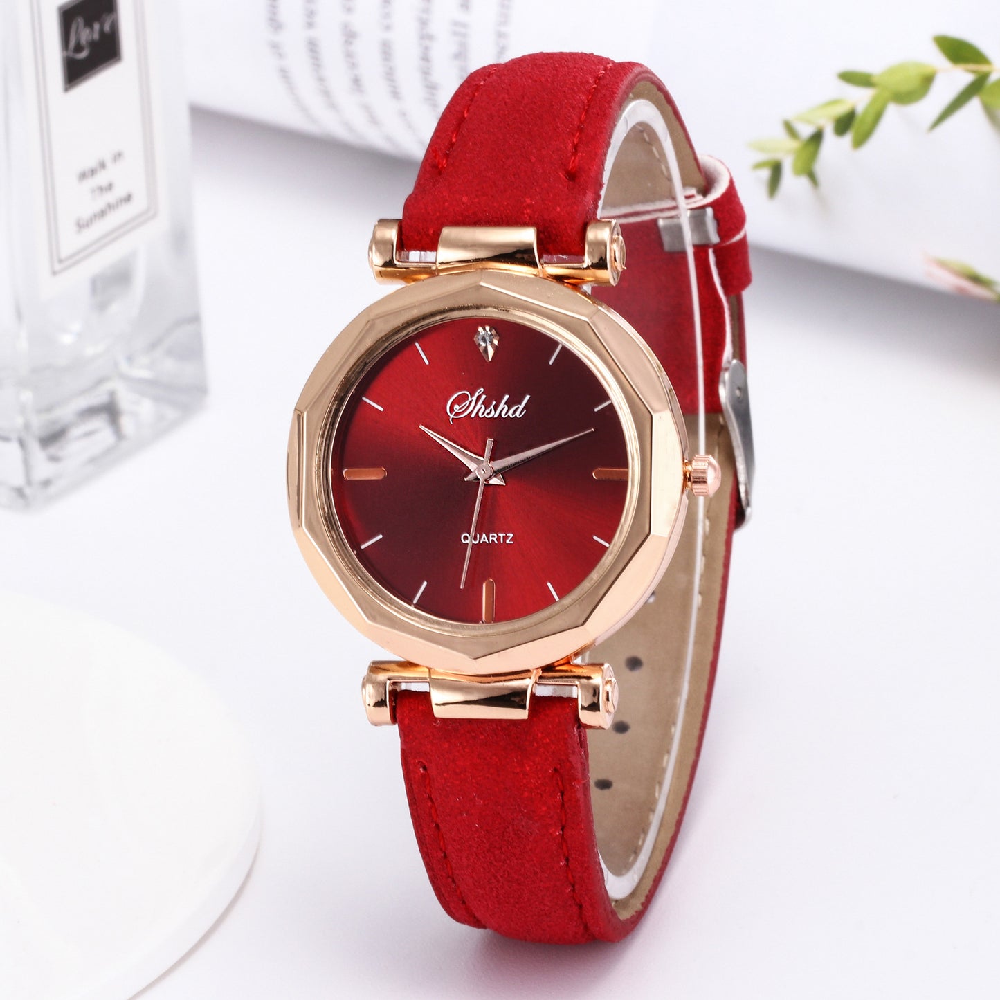 Frosted Leather Belt Watch Ladies Casual Quartz Watch