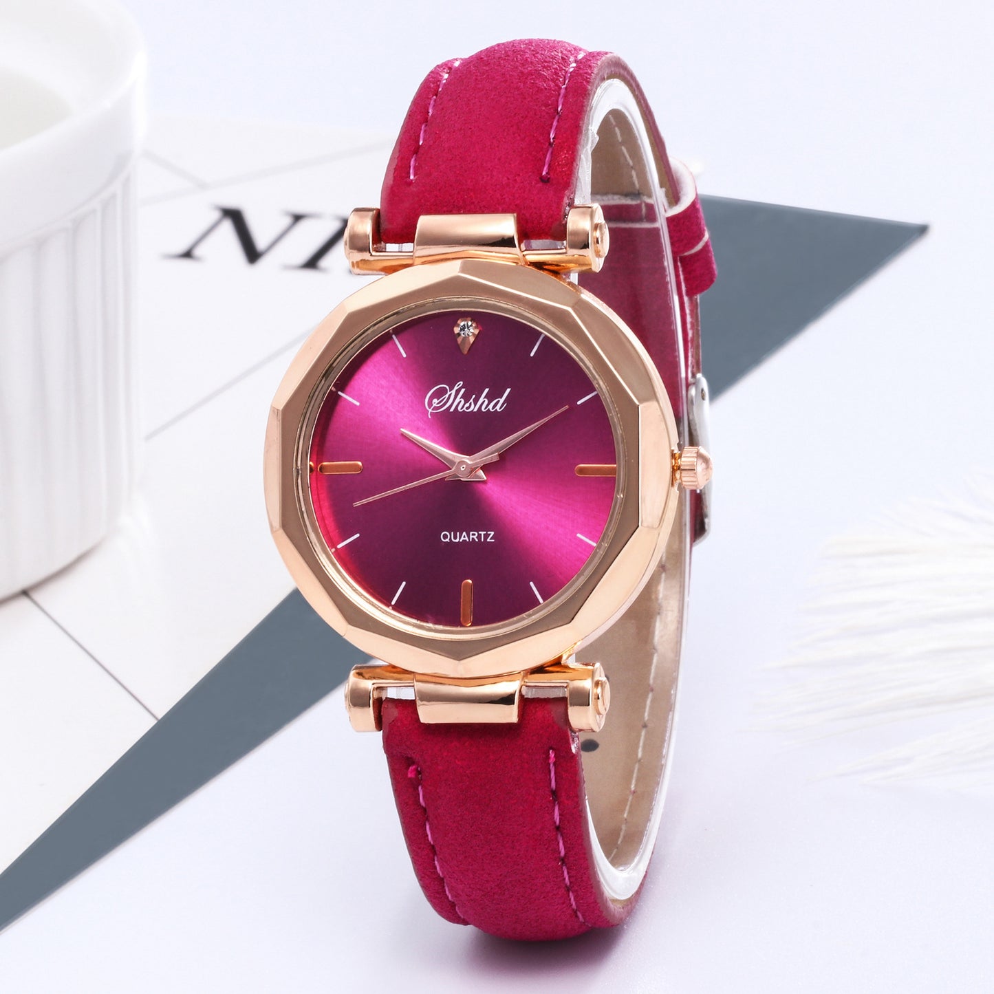 Frosted Leather Belt Watch Ladies Casual Quartz Watch