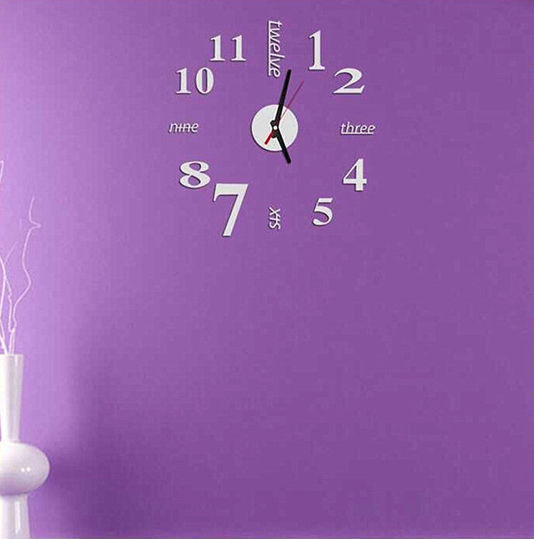 DIY Acrylic Creative 3D Stereo Mirror Wall Clock