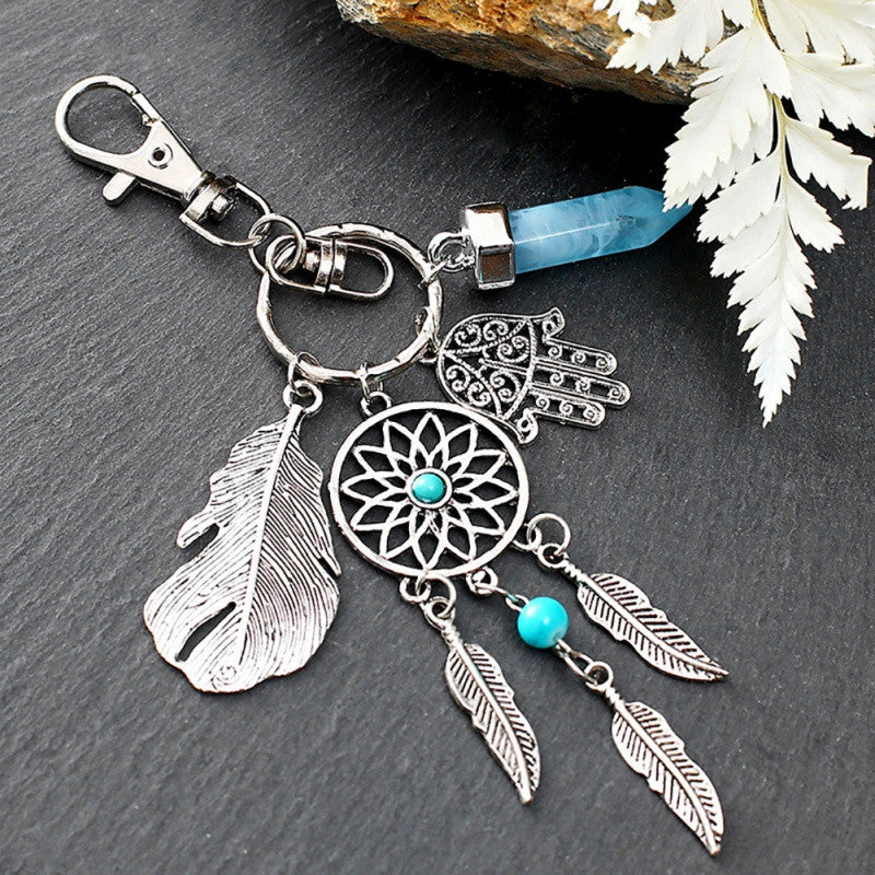 Bohemian Alloy Dream Catcher Tassel Pendant Keychain