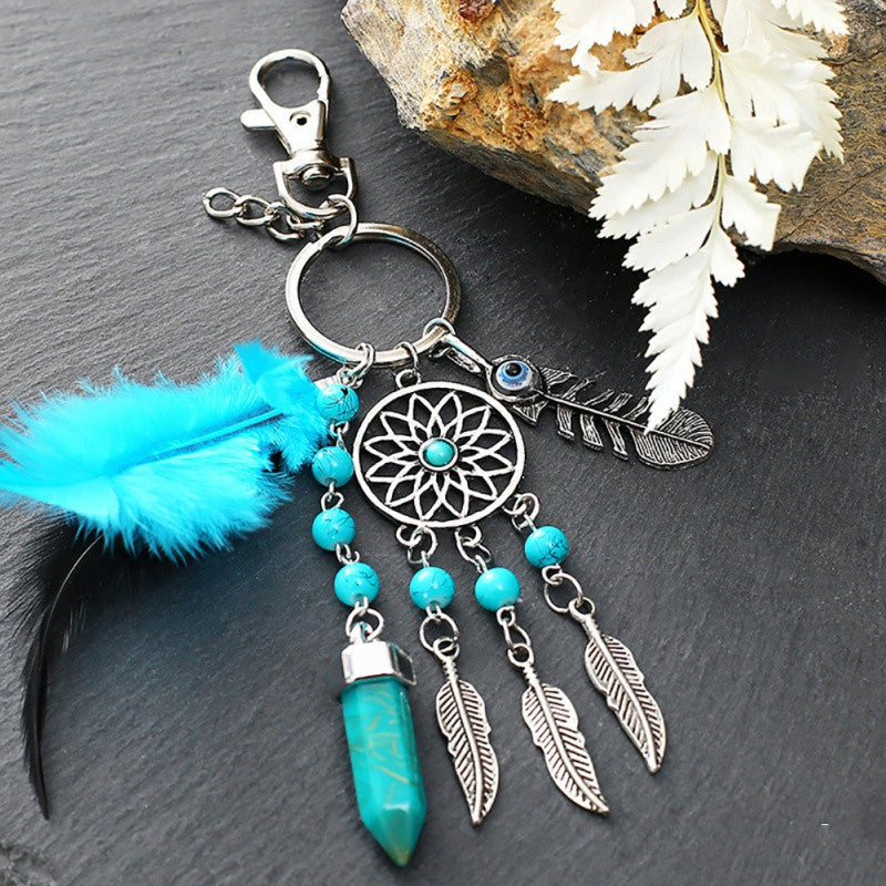 Bohemian Alloy Dream Catcher Tassel Pendant Keychain