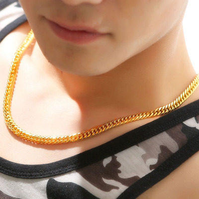 18K Gold Necklace Men's Gold Plated Men's Necklace