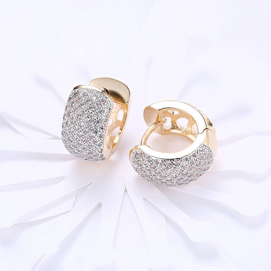 Round Crystal Earrings For Women Gold-color Hoop Earrings CZ Stone Cubic Zirconia Earring Vintage Jewelry