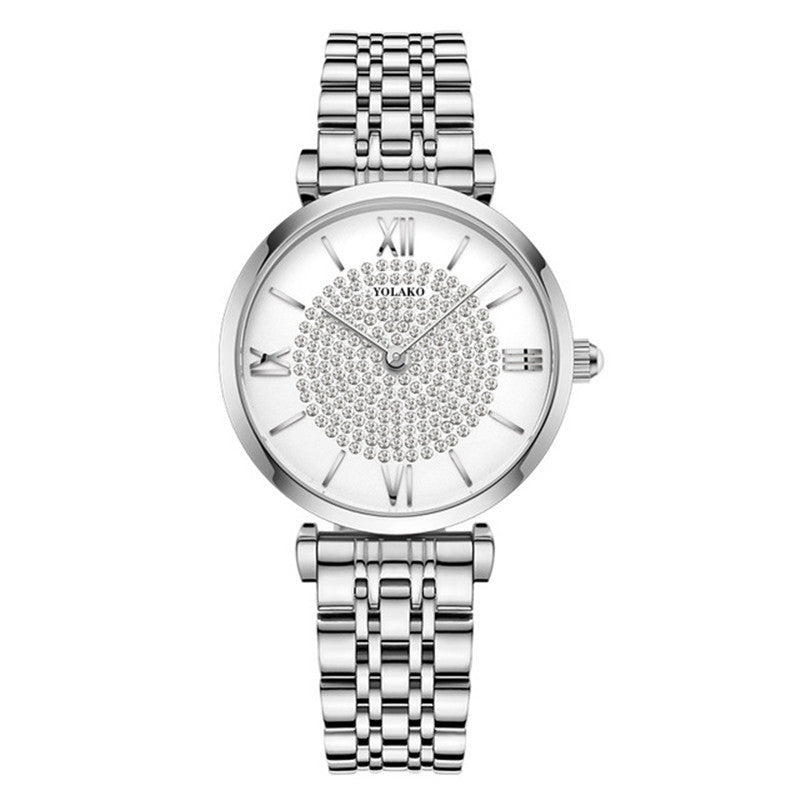 Ladies Fashion Steel Band Quartz Gypsophila Watch