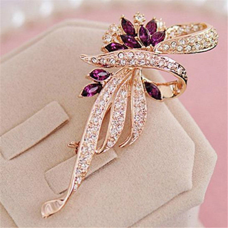 Temperament Crystal All-match Brooch Alloy Jewelry Ladies Wear Corsage