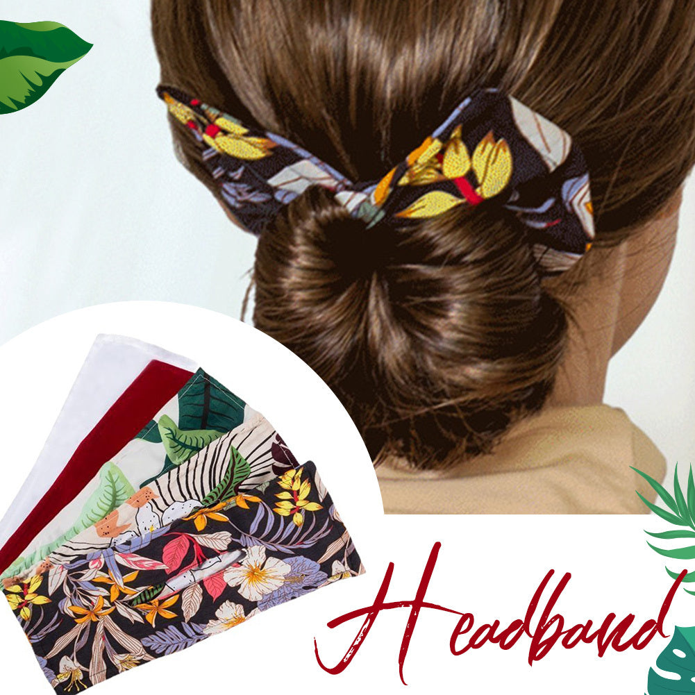 Printed Headband Hair Coiler French Vintage Bow