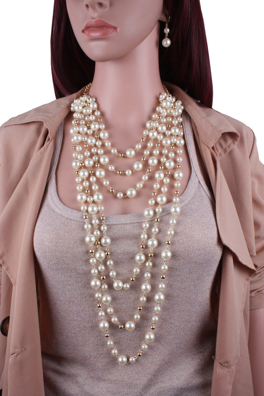 European And American Necklaces Multilayer Pearl Necklace Sweater Chain