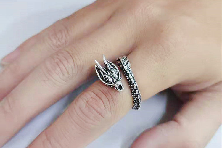 Personalized Retro Domineering Dragon Ring Ring