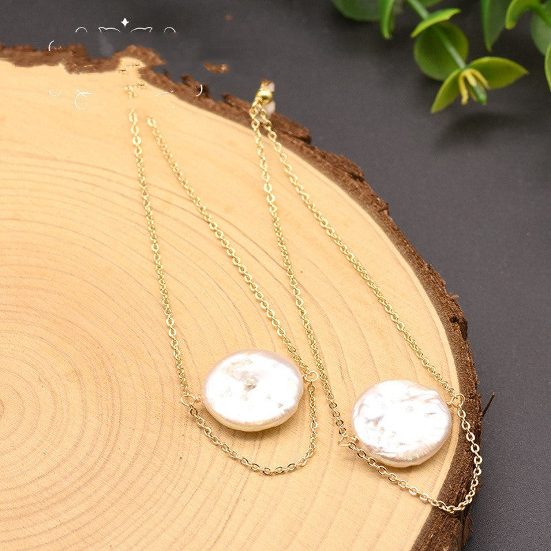 White Natural Water Baroque Pearl Stud