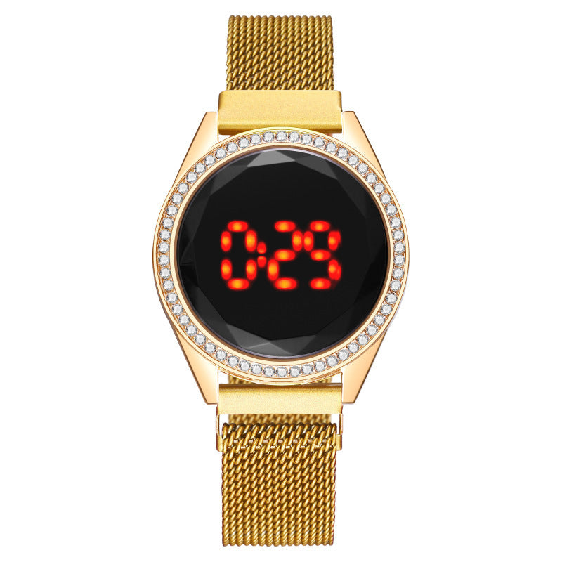 Fashion Diamond-Studded Led Electronic Ladies Watch Ladies Watch Lazy Magnet Magnet