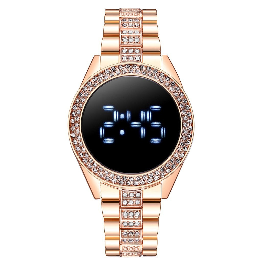 Dazzling Diamond-Encrusted Ladies Electronic Watch
