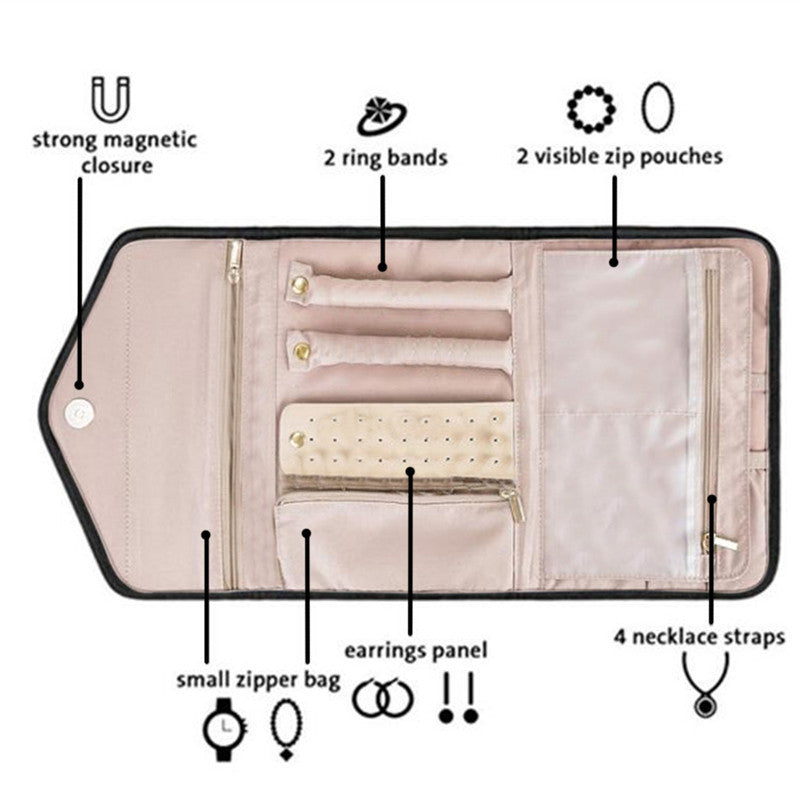 Portable Folding Travel Jewelry and Cosmetic Clutch