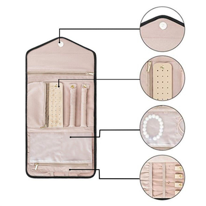 Portable Folding Travel Jewelry and Cosmetic Clutch