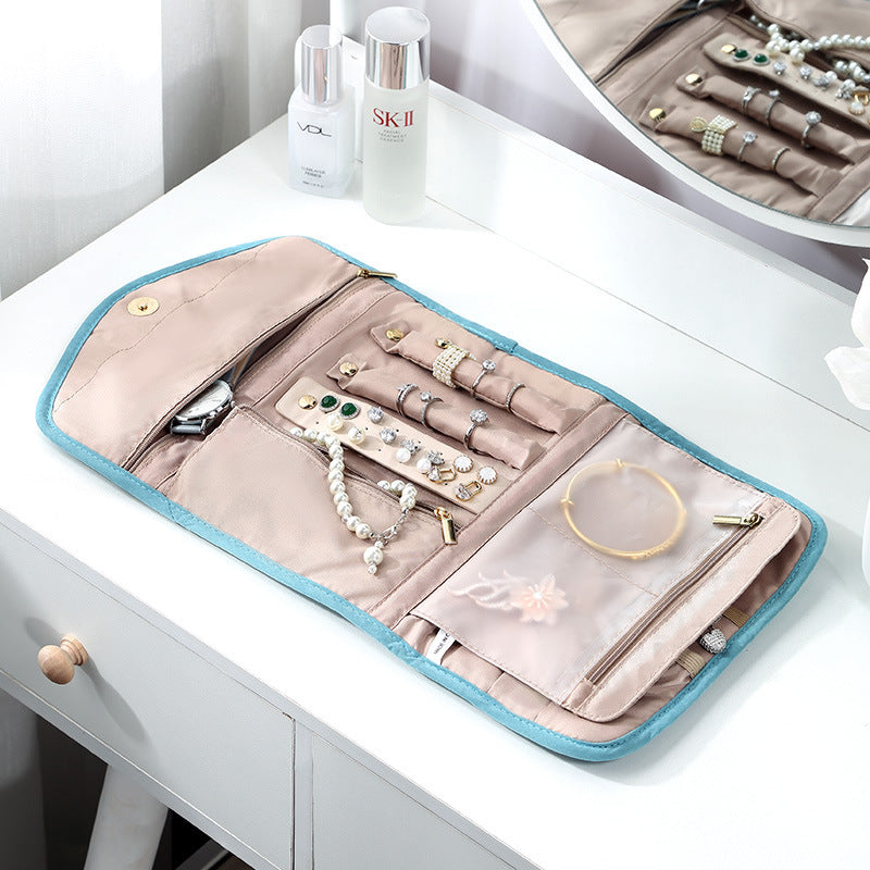 Portable Folding Travel Jewelry and Cosmetic Clutch