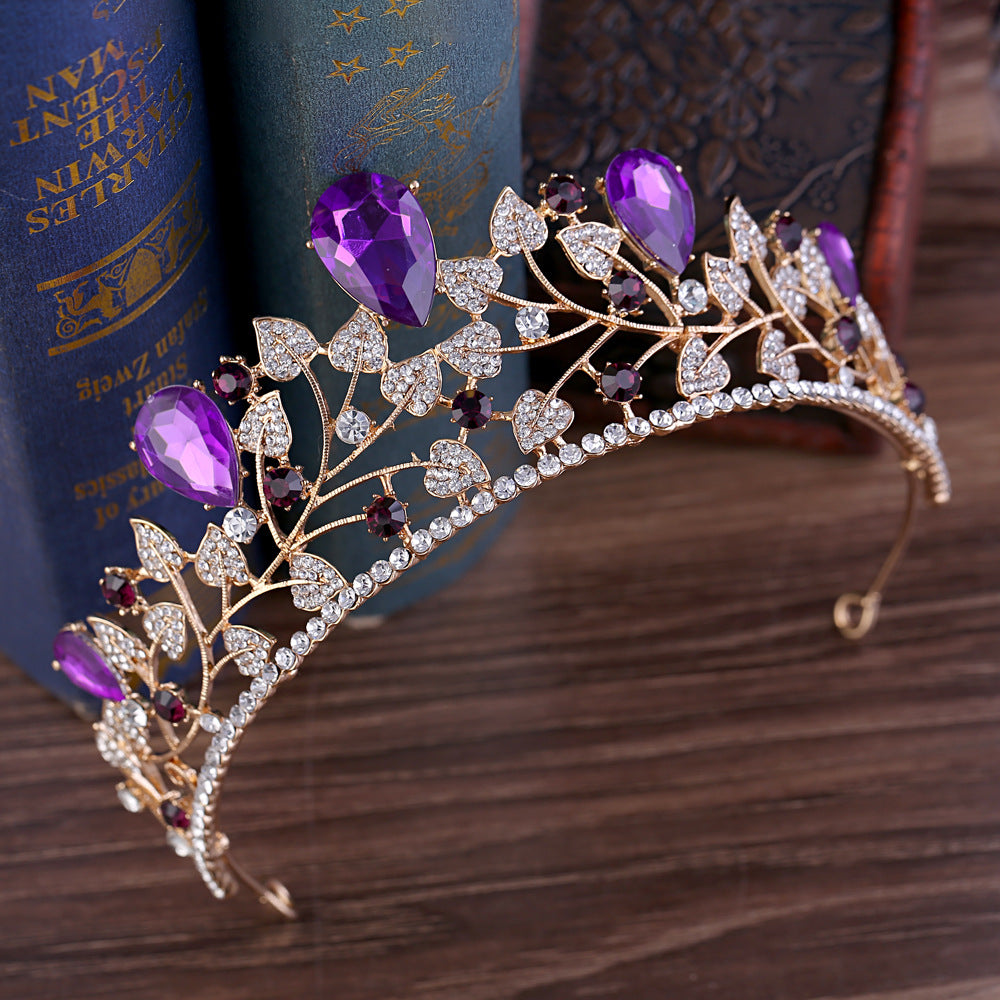 Wedding Hairpin Accessories Leaf Rhinestones Bridal Crown